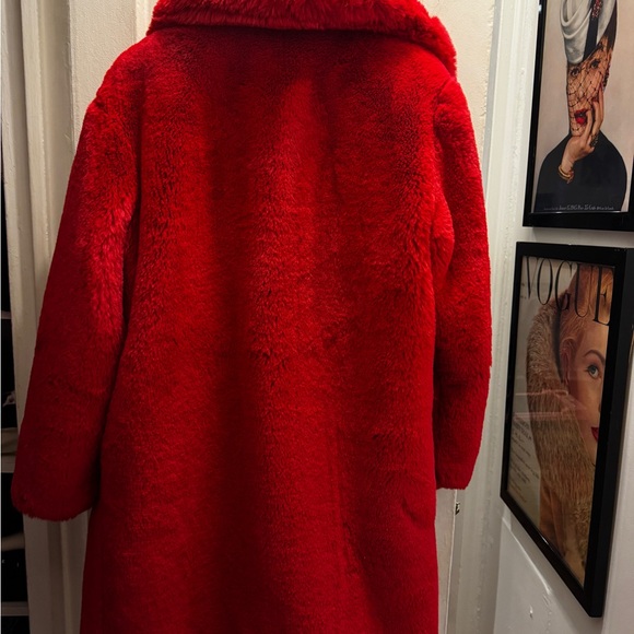 Mango Vibrant Red Faux Fur Coat - Picture 5 of 5